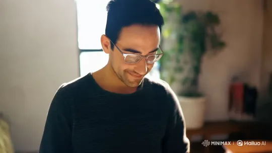 Introspective Man Reading in Cozy Indoor Setting – AI Generated Video | Hailuo AI