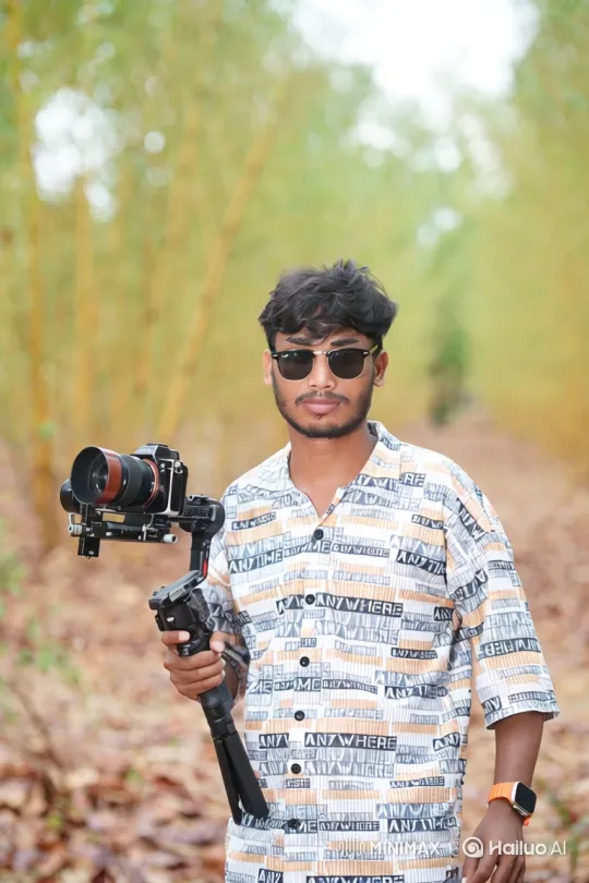 Videographer Prepares for Drive on Tree-Lined Path – AI Generated Video | Hailuo AI