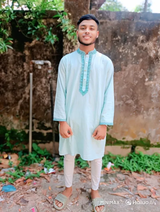 Young Man in Blue Tunic, Serene and Gentle Presence – AI Generated Video | Hailuo AI