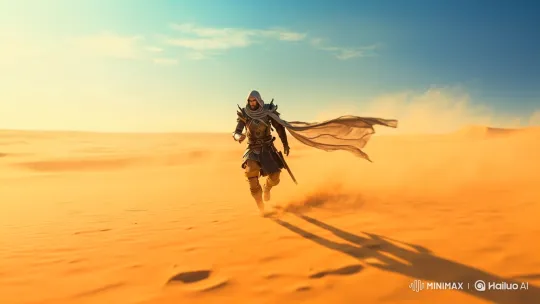 Warrior Fights Tentacles in Desert – AI Generated Video | Hailuo AI
