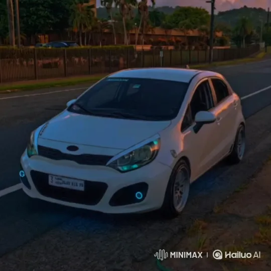 White Hatchback Showcases Customization on Twilight Freeway – AI Generated Video | Hailuo AI