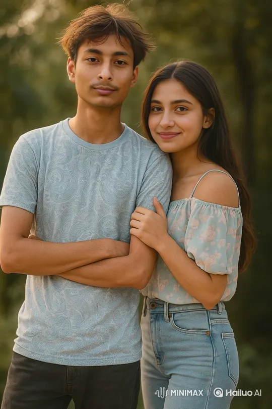 Young Couple's Serene Outdoor Portrait of Love – AI Generated Video | Hailuo AI