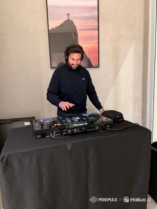 Cheerful DJ Mixing Music with Enthusiasm – AI Generated Video | Hailuo AI