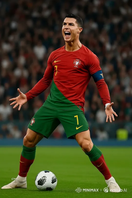Football Player Celebrates Triumph on Stadium Pitch – AI Generated Video | Hailuo AI