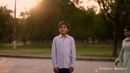 Pakistani Girl Joins Boy in Golden Hour Park Scene – AI Generated Video | Hailuo AI