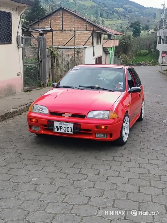 Red Chevrolet Hatchback Demonstrates Air Suspension – AI Generated Video | Hailuo AI