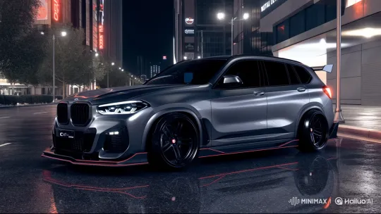 2017 BMW X3 Custom Tuning Showcase on Wet Night Street – AI Generated Video | Hailuo AI