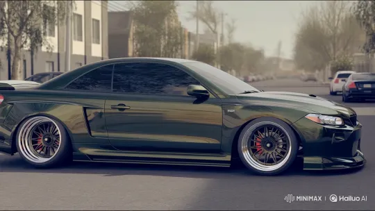 Modified Car Slowly Lowers on Static Street Scene – AI Generated Video | Hailuo AI