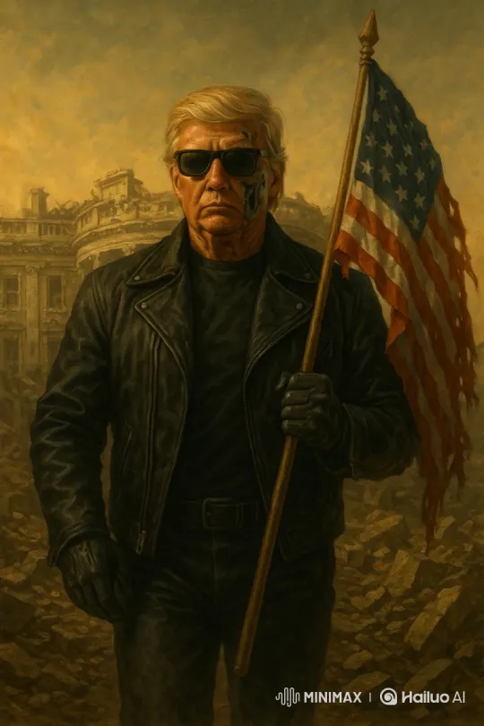 Post-Apocalyptic Figure with American Flag in Ruins – AI Generated Video | Hailuo AI