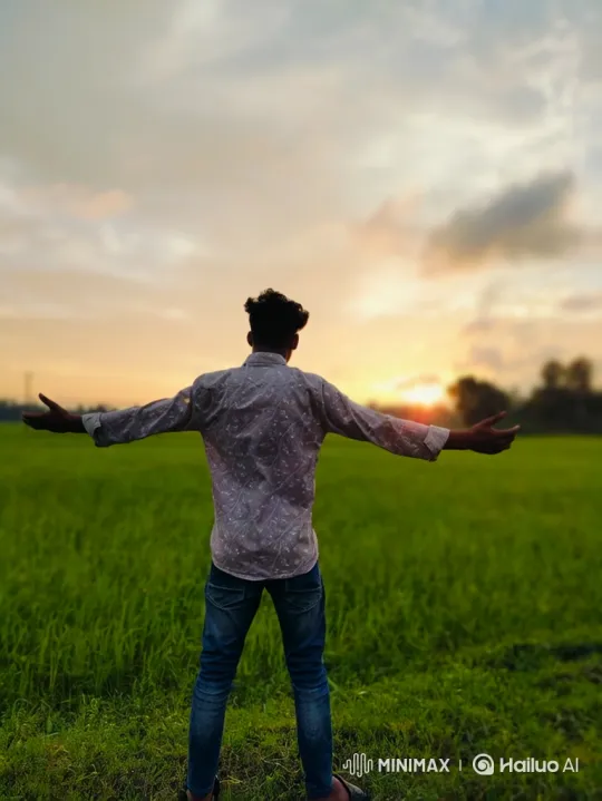 Young Man Embraces Sunset Serenity – AI Generated Video | Hailuo AI