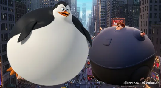 Penguin and Boy Embrace in Giant Balloon Form Over NYC – AI Generated Video | Hailuo AI