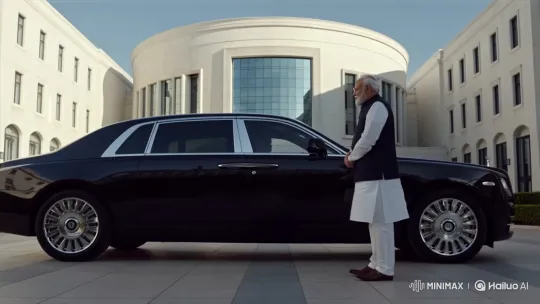 PM Modi Greets Me in Front of Building – AI Generated Video | Hailuo AI