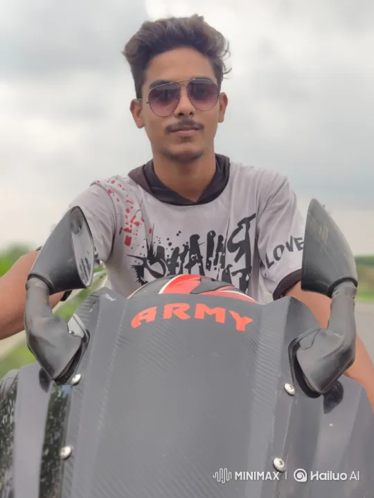 Young Man on Motorcycle with Steady Gaze – AI Generated Video | Hailuo AI