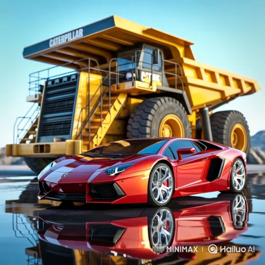 Luxury Lamborghini Destroyed by Giant Bulldozer – AI Generated Video | Hailuo AI