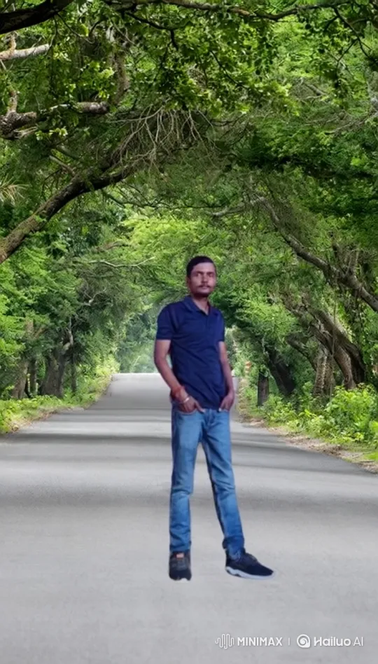 Man Walking Down a Forested Road – AI Generated Video | Hailuo AI