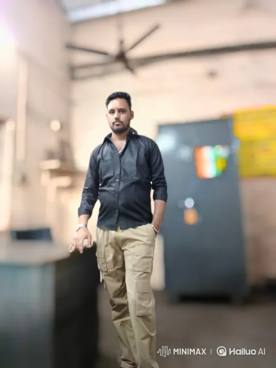 Man in Black Shirt Gazing at Camera – AI Generated Video | Hailuo AI