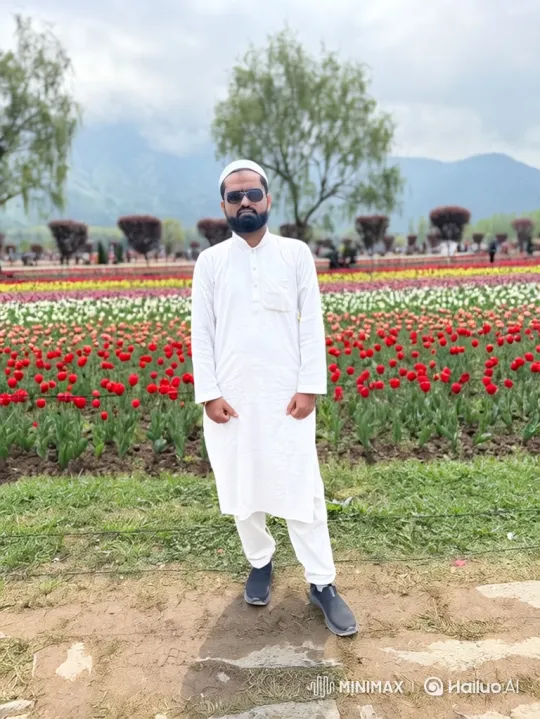 Man in White Enters Helicopter in Colorful Tulip Garden – AI Generated Video | Hailuo AI