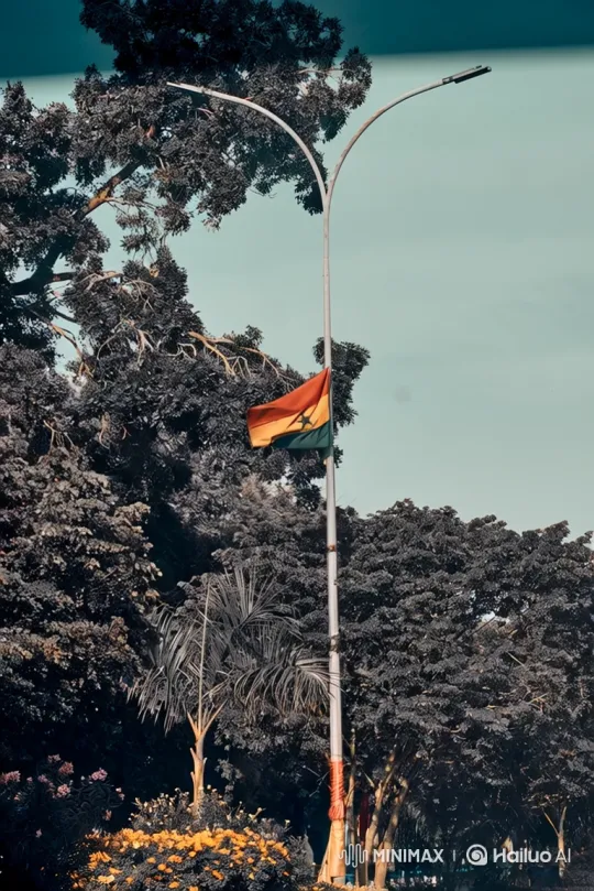 Ghanaian Flag Waves in a Lush Park Setting – AI Generated Video | Hailuo AI
