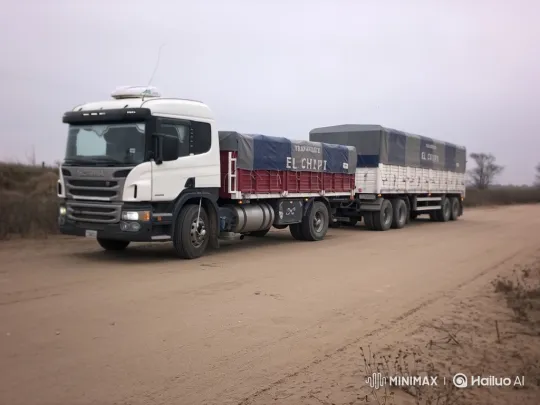 Semi-truck Lowering Its Frame on a Rural Road – AI Generated Video | Hailuo AI