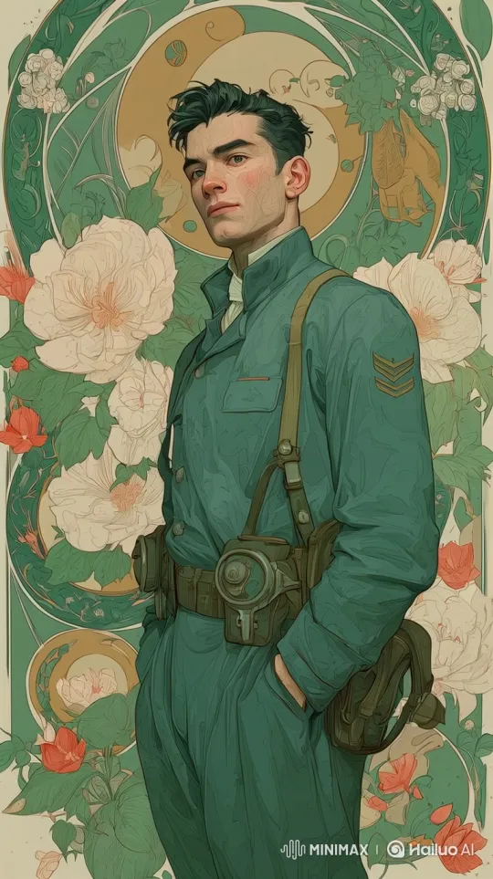 Art Nouveau-style Animated Portrait of a Soldier – AI Generated Video | Hailuo AI