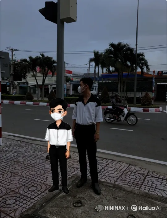 Pixel Art Double Mirroring Real Man's 180-Degree Camera Orbit – AI Generated Video | Hailuo AI