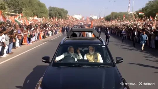Prime Minister Modi Greeted by Enthusiastic Crowd – AI Generated Video | Hailuo AI