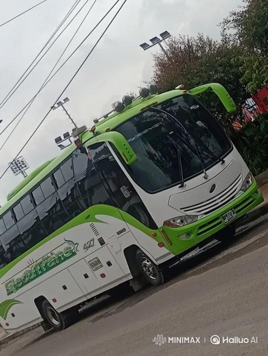 Ecotrans Bus 427 Descends Smoothly on Paved Road – AI Generated Video | Hailuo AI