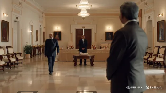 Prime Minister Modi's Formal Handshake in Elegant Hall – AI Generated Video | Hailuo AI