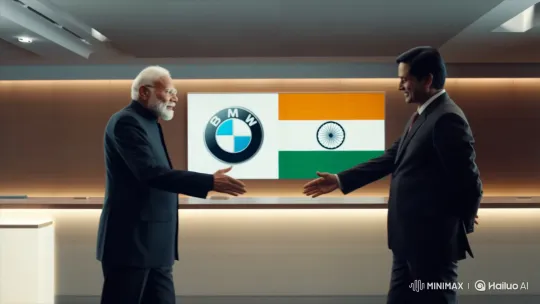Modi and BMW Representative Shake Hands in Modern Setting – AI Generated Video | Hailuo AI