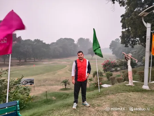 Man in Mustache Meets Man in Suit on Golf Course – AI Generated Video | Hailuo AI