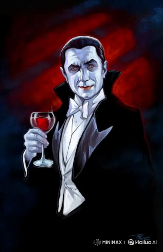 Man in Tuxedo Sips Wine with Sinister Elegance – AI Generated Video | Hailuo AI