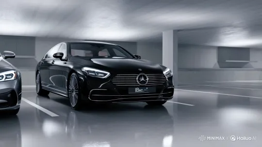 Luxury Sedans Showcase in Minimalist Garage – AI Generated Video | Hailuo AI