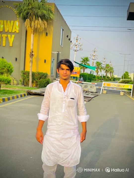Young Man in White Stands Firmly, Eyeing Camera – AI Generated Video | Hailuo AI