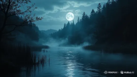 Mystical Moonlit River with Swaying Reeds – AI Generated Video | Hailuo AI