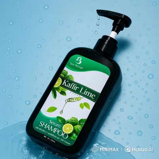Glossy Shampoo Bottle with Droplet Dynamics – AI Generated Video | Hailuo AI