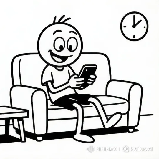 Relaxed Stickman in Black-and-White Live2D Animation – AI Generated Video | Hailuo AI