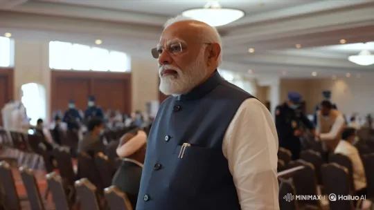 Indian PM Modi Walks Confidently Through Event Space – AI Generated Video | Hailuo AI