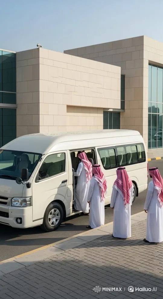 Modern Company Building with Men Boarding a Van – AI Generated Video | Hailuo AI