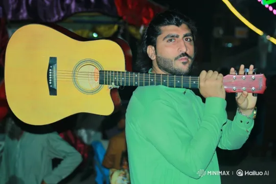 Intimate Close-Up of a Man Preparing to Play Guitar – AI Generated Video | Hailuo AI