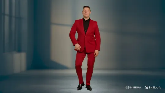 Bibi Dances Alone in a Red Suit – AI Generated Video | Hailuo AI
