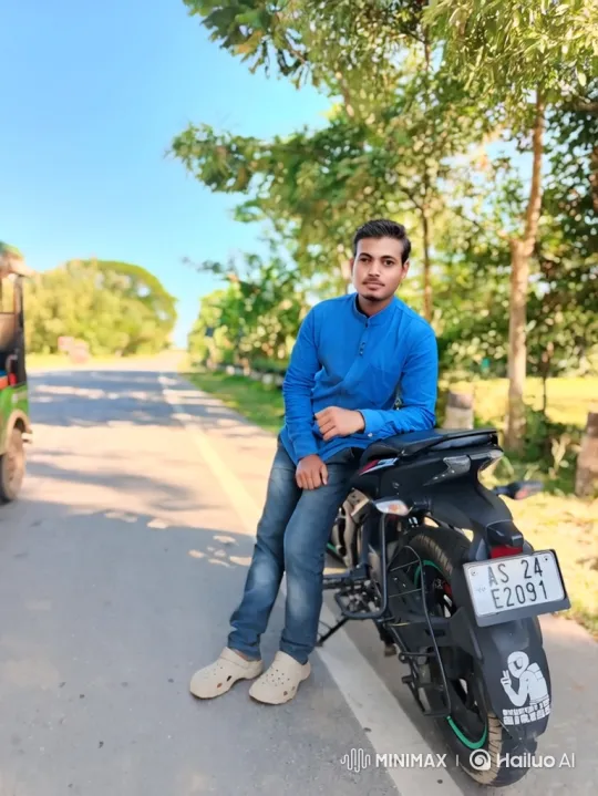 Young Couple Shares Silent Moment by Motorcycle – AI Generated Video | Hailuo AI