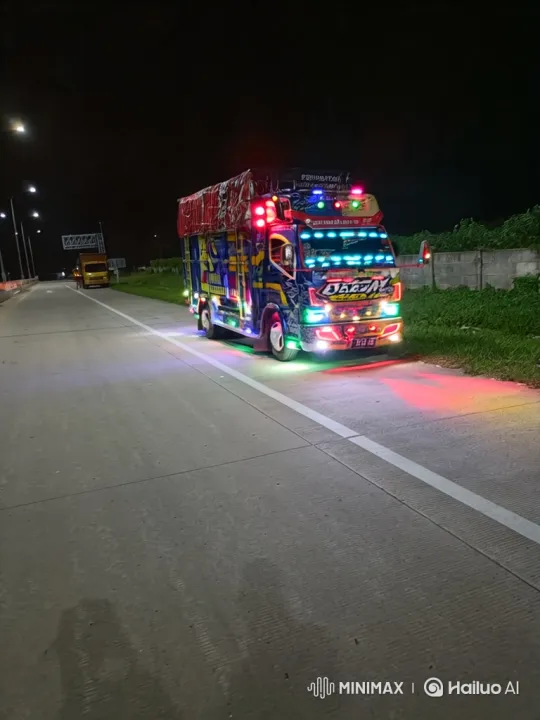 Custom Truck's Colorful Night Display – AI Generated Video | Hailuo AI