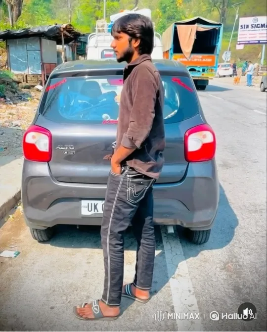 Young Man in Thoughtful Pose by Roadside – AI Generated Video | Hailuo AI
