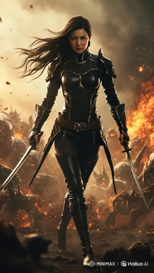Fierce Warrior Battles Monsters on Desolate Battlefield – AI Generated Video | Hailuo AI