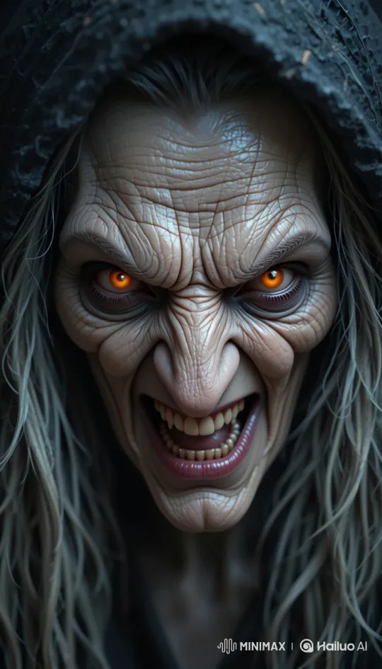 Terrifying Old Woman with Malicious Laughter – AI Generated Video | Hailuo AI
