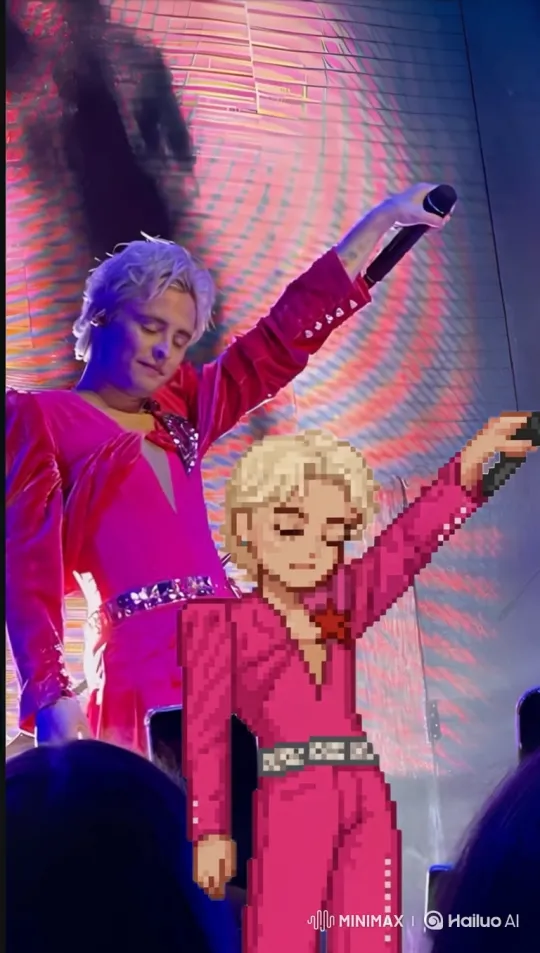 Stage Performance with Pixel Art Mirror and 180-Degree Camera Orbit – AI Generated Video | Hailuo AI