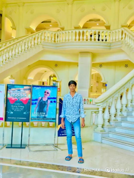 Young Man Meets Man Resembling Modi in Luxurious Hall – AI Generated Video | Hailuo AI