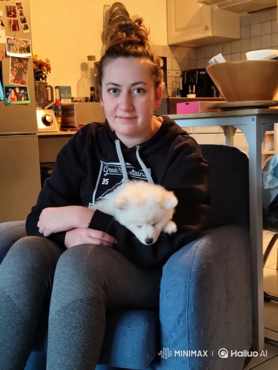 Young Woman Cherishes Her Sleeping Puppy – AI Generated Video | Hailuo AI