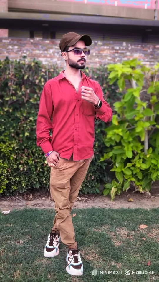 Stylish Young Man Poses on Lawn with Gentle Breeze – AI Generated Video | Hailuo AI