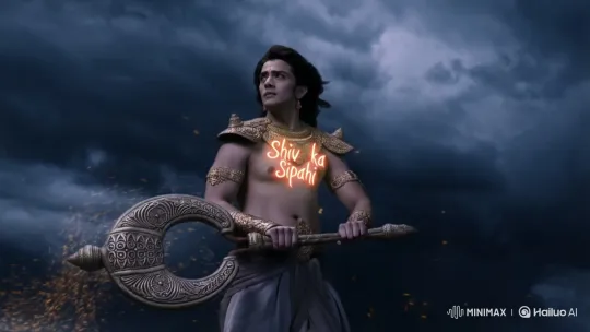 Warrior-Devotee with Trishul Amidst Stormy Sky – AI Generated Video | Hailuo AI